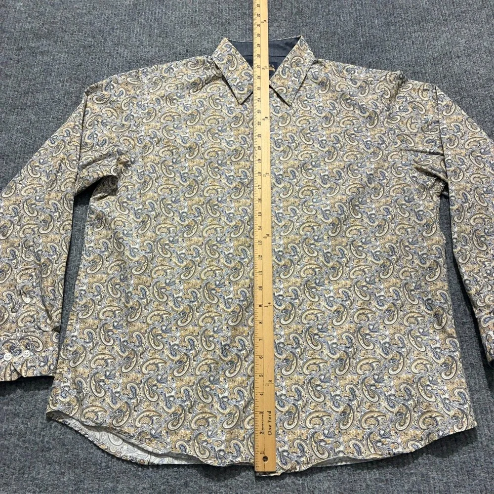 Cremieux Premium Denim Button Up Shirt Mens Size‎ XL Paisley Print Long Sleeve